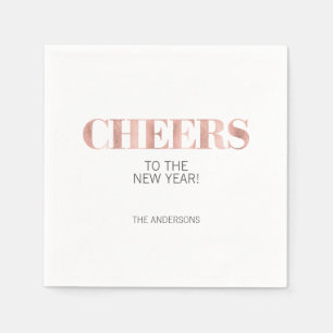 Faux Rose Gold Foil Cheers New Year's Paper Napkin