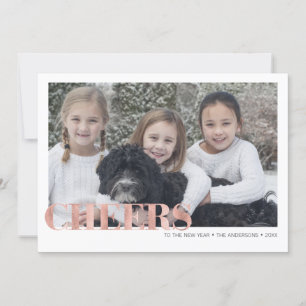 Faux Rose Gold Foil Cheers New Year's Photo Card