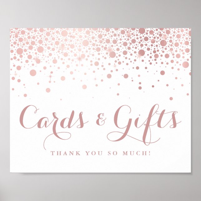 Faux Rose Gold Foil Confetti Cards and Gifts  Poster (Front)