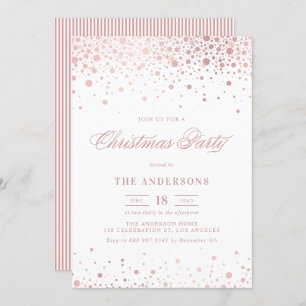 Faux Rose Gold Foil Confetti Christmas Party Invitation