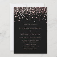 Faux Rose Gold Foil Confetti Dots Black Wedding