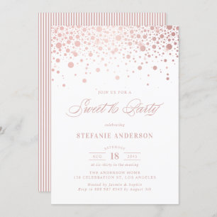Faux Rose Gold Foil Confetti Dots Sweet 16 Party Invitation
