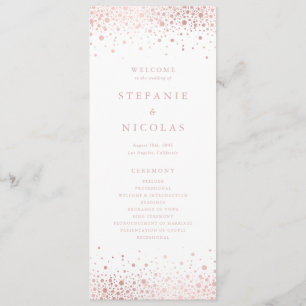 Faux Rose Gold Foil Confetti Dots Wedding Program