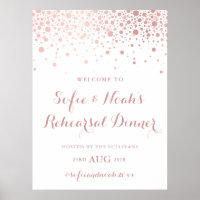 Faux Rose Gold Foil Confetti Rehearsal Dinner Sign