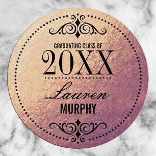 Faux Rose Gold Foil Elegant Graduation Sticker