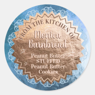 Faux rose gold foil lace from the kitchen of classic round sticker