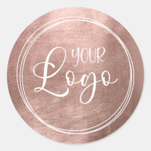 Faux Rose Gold Foil Logo Classic Round Sticker