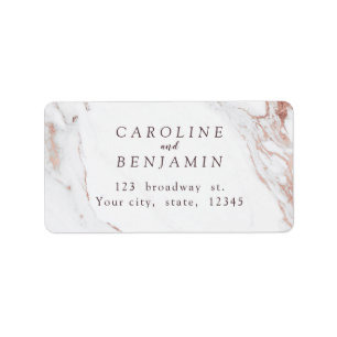 Faux Rose gold foil marble luxury modern address Label