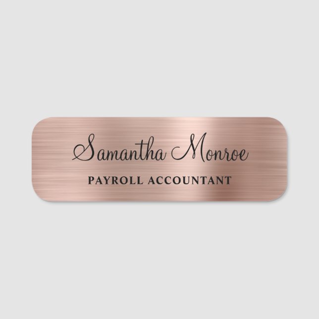 Faux Rose Gold Foil Name Tag (Front)