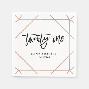 Faux Rose Gold Geometric   21st Birthday Napkin