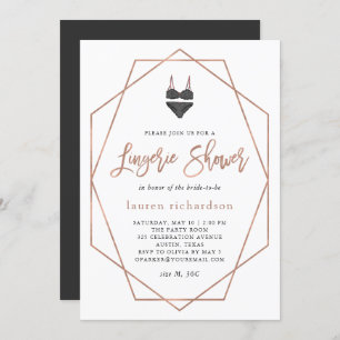 Faux Rose Gold Geometric   Lingerie Shower Invitation
