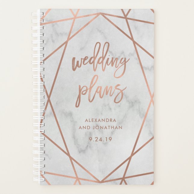 Faux Rose Gold Geometric | Marble Wedding Planner (Front)
