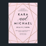 Faux Rose Gold Geometric on Blush Pink Wedding Invitation<br><div class="desc">This stylish wedding invitation features a modern,  faux rose gold geometric design on a trendy blush pink background.</div>