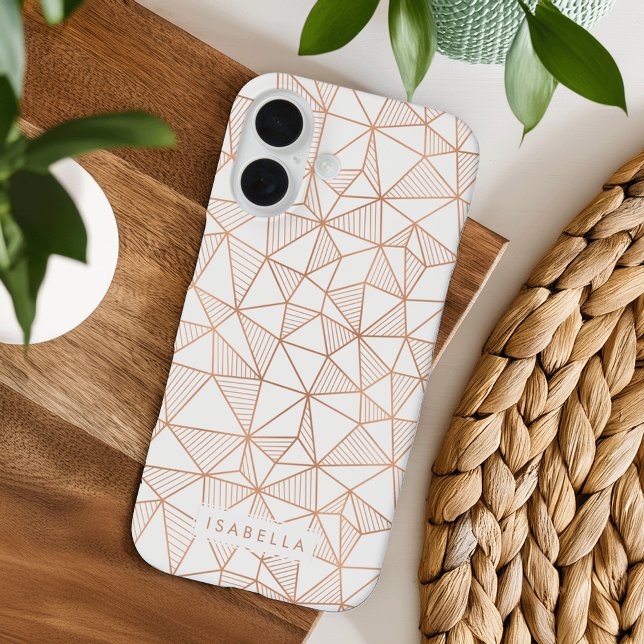 Faux Rose Gold Geometric Triangle Pattern Case-Mate iPhone Case (Creator Uploaded)