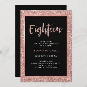 Faux Rose Gold Glitter   18th Birthday Party Invitation