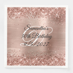 Faux Rose Gold Glitter and Foil 30th Birthday Napkin