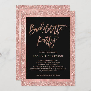 Faux Rose Gold Glitter   Bachelorette Party Invitation
