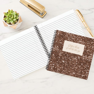 Faux Rose Gold Glitter Boss Home Office Notebook