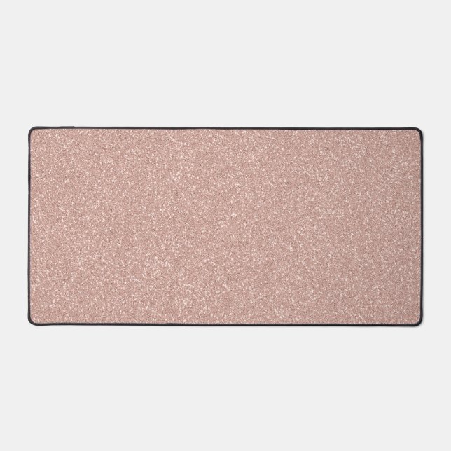 Faux Rose Gold Glitter Desk Mat (Front)