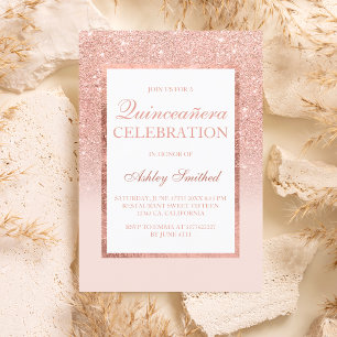 Faux rose gold glitter elegant budget Quinceañera