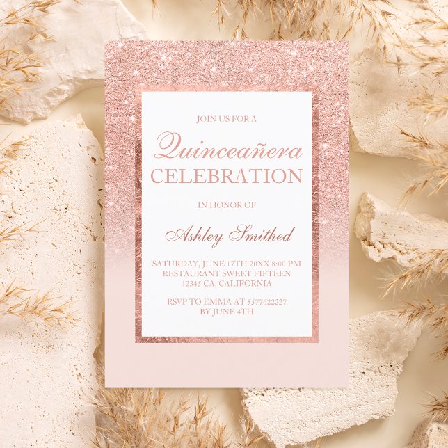Faux rose gold glitter elegant budget Quinceañera (Creator Uploaded)