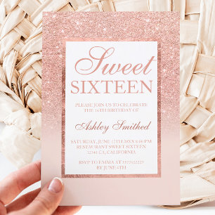 Faux rose gold glitter elegant budget Sweet 16