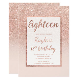 birthday 18th invitation gold rose card elegant glitter faux invitations chic cm cards gift zazzle announcements perfect