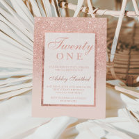 Faux rose gold glitter elegant chic 21st birtday