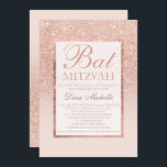 Faux rose gold glitter elegant chic Bat Mitzvah Invitation<br><div class="desc">A modern,  pretty chic and elegant faux rose gold glitter shower ombre with pastel blush pink colour block Bat Mitzvah invitation with rose gold ombre pattern fading onto a pink background with and elegant gold frame Perfect for a princess Bat Mitzvah</div>