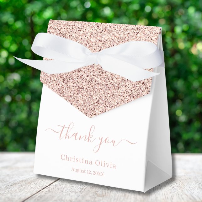 Faux rose gold glitter elegant chic thank you favour box (Creator Uploaded)