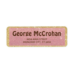 Faux Rose Gold Glitter Foil Pink Return Address Label