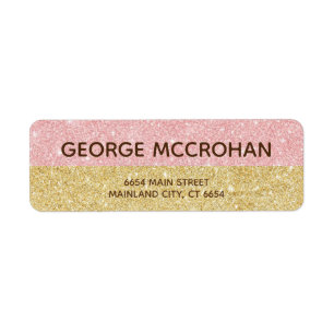 Faux Rose Gold Glitter Foil Pink Return Address Label