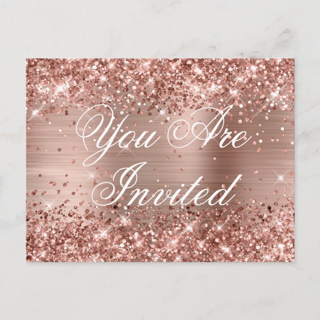 Faux Rose Gold Glitter Foil Sweet Sixteen Postcard (Front)