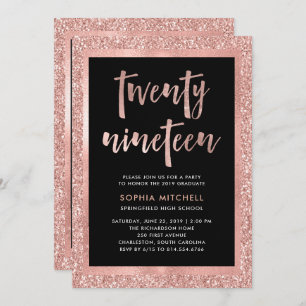 Faux Rose Gold Glitter   Graduation Party Photo Invitation