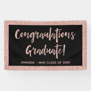 Faux Rose Gold Glitter Look Congratulations Grad Banner