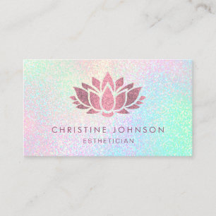 faux rose gold glitter lotus flower business card