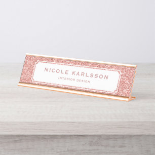Faux Rose Gold Glitter Lux Personalised Name Plate