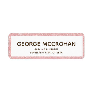 Faux Rose Gold Glitter Pink Foil Return Address Label