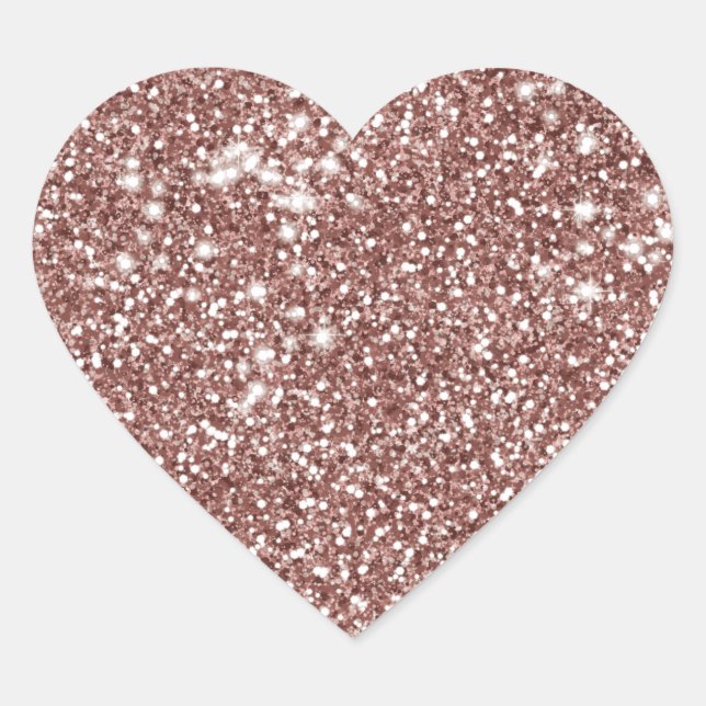 Faux Rose Gold Glitter Texture Look-like Design Heart Sticker (Front)