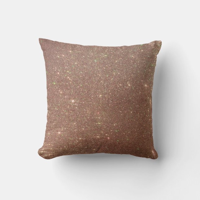 Faux Rose Gold Glitter Throw Pillow 3 (Front)
