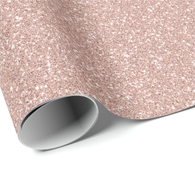 Faux Rose Gold Glitter Wrapping Paper (Roll Corner)