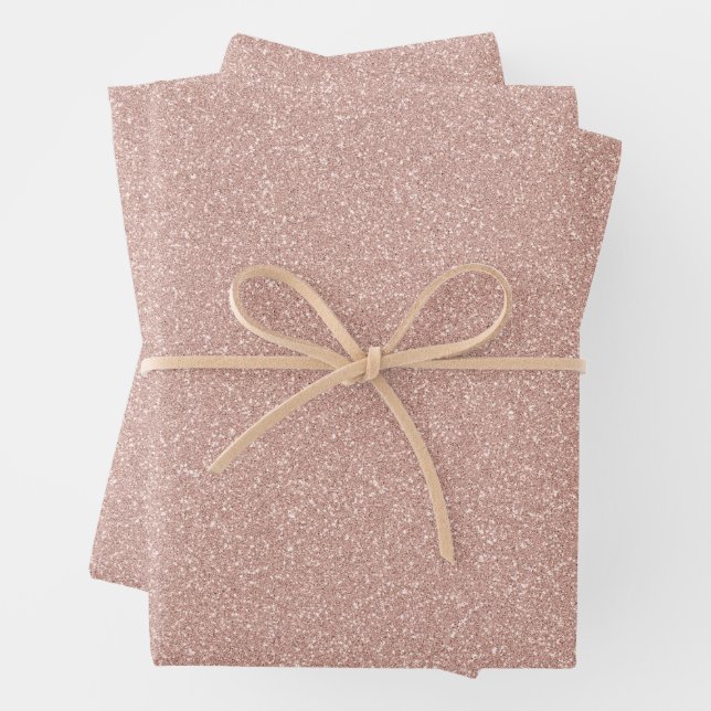 Faux Rose Gold Glitter  Wrapping Paper Sheet (In situ)