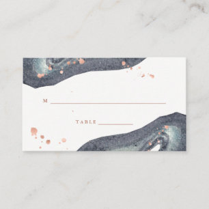 Faux Rose Gold   Grey Geode Wedding Escort Card