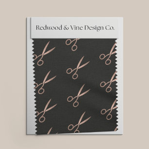 Faux Rose Gold Hair Salon Scissors Pattern Fabric