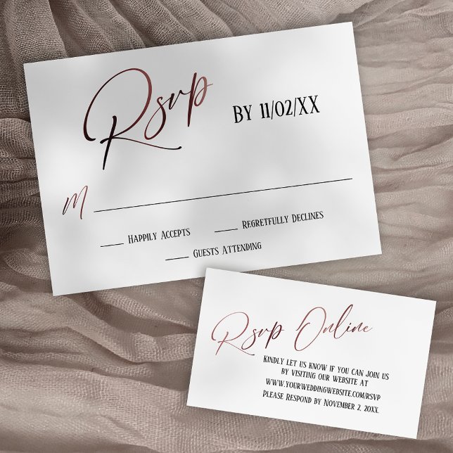 Faux Rose Gold Handwriting Elegant RSVP Enclosure Card (Creator Uploaded)