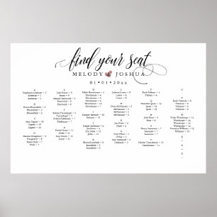 FAUX ROSE GOLD HEART, ALPHA SEATING CHART