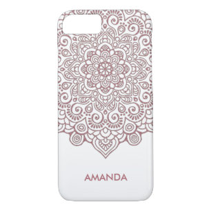 Faux Rose Gold Intricate Lace Mandala white iPhone 8/7 Case