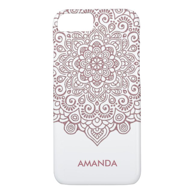 Faux Rose Gold Intricate Lace Mandala white Case-Mate iPhone Case (Back)