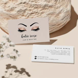 Faux Rose Gold Lashes & Brows Beauty Business Card
