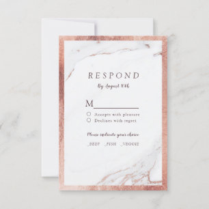 Faux rose gold marble luxury modern wedding RSVP